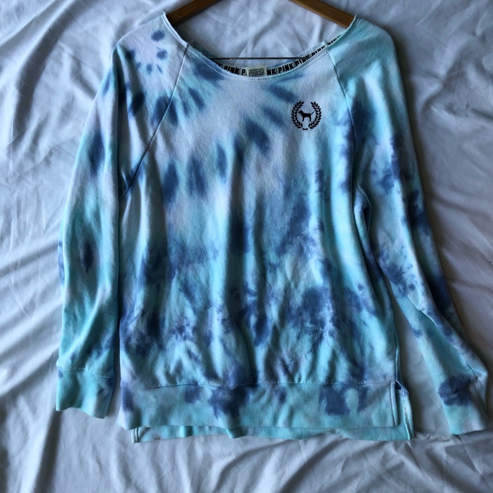 Victoria’s Secret PINK Blue Tie Dye Sweater